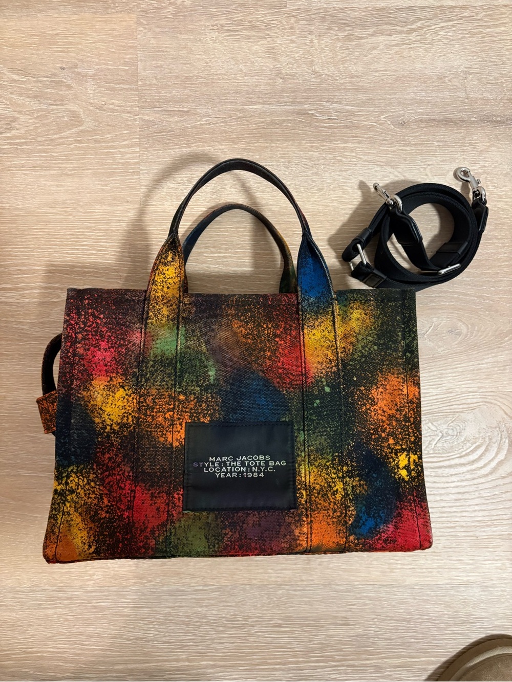 Medium Marc Jacobs Customized The Tote Bag 🌈 Rainbow Splatter - Picture 4 of 10